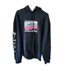 Key Street R32 Skyline Anime Black Graphic Hoodie Sweatshirt Size XL